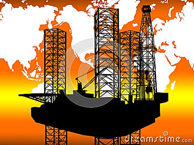 Oil Gas Industry Oilfield Drilling Rig Oil Pump Jack Offshore Technology Background Stock Photo