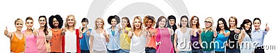 International group of women showing thumbs up Stock Photo