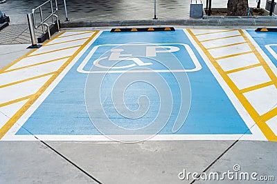 International handicapped wheelchair or Disabled parking symbo Stock Photo