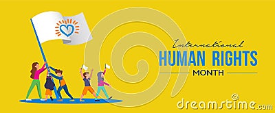 International Human Rights card of people parade Vector Illustration