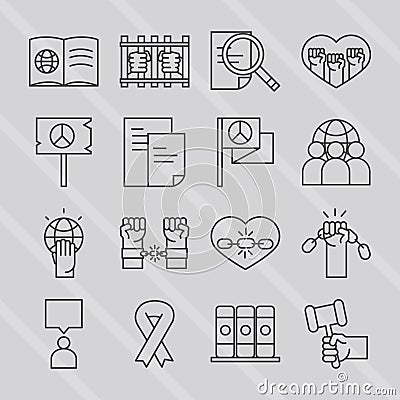 International human rights day awareness mounth pack icons line style Vector Illustration