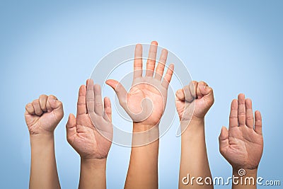 International Human Rights Day concept, raise hand up Stock Photo