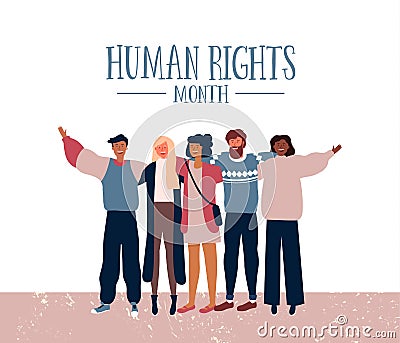 International Human Rights diverse friend group Vector Illustration