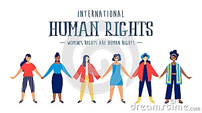 International Human Rights card of diverse women Vector Illustration
