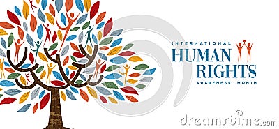 International Human Rights month of people tree Vector Illustration