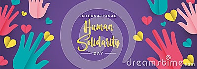 International Human Solidarity Day colorful hands Vector Illustration