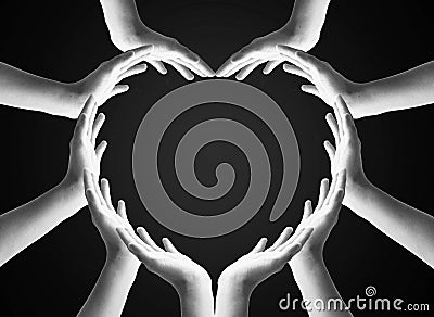 International Human Solidarity Day concept: Collaborative human hands grouped in heart shape Stock Photo