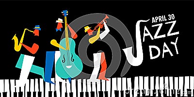 International Jazz day poster of live music band Vector Illustration