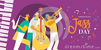 International Jazz day poster of live music band Vector Illustration