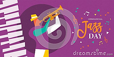 International Jazz day poster of trumpet player Vector Illustration