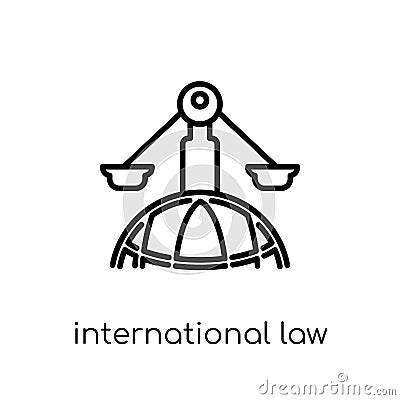International law icon. Trendy modern flat linear vector International law icon on white background from thin line law and Vector Illustration