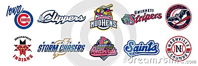 International League. Minor League Baseball MiLB season 2023. West Division. Columbus Clippers, Gwinnett Stripers, Indianapolis Vector Illustration