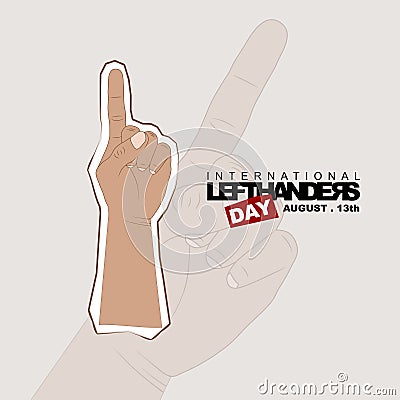 International Lefthanders Day design with raised hand Vector Illustration