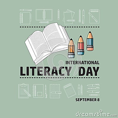 International Literacy Day September 8. Vector Illustration