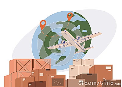 International logistic. Vector efficiency supply delivery chain management. The speed inventory delivery is improved Vector Illustration