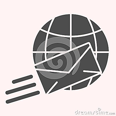 International mail glyph icon. Shipping, world delivery, envelope and globe. Postal service vector design concept, solid Vector Illustration