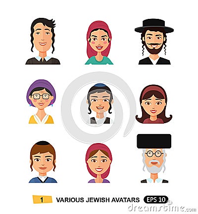 Jewish people icon flat cartoon concept vector isolated on white eps 10 Vector Illustration