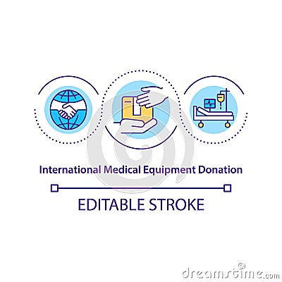 International medical equipment donation concept icon. Vector Illustration