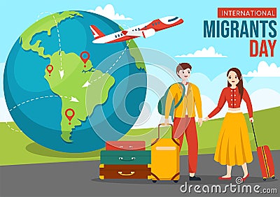 International Migrants Day Vector Illustration on 18 December with Immigration People and Refugee Vector Illustration