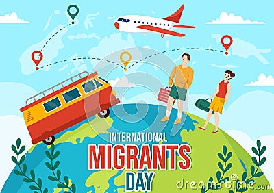 International Migrants Day Vector Illustration on 18 December with Immigration People and Refugee Vector Illustration