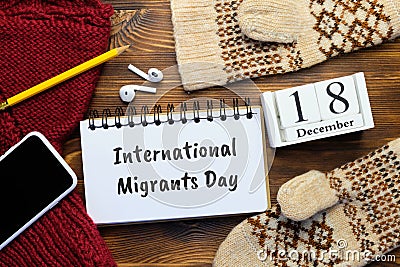 International Migrants Day of winter month calendar december Stock Photo