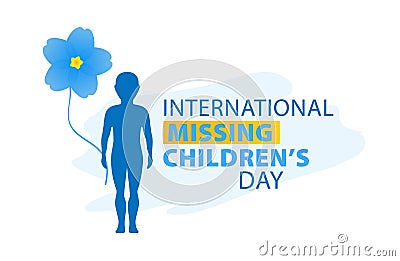 International Missing Children`s Day. Forget me not flowers. Lost children. Vector Illustration