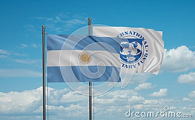 International Monetary Fund and Argentina flag Editorial Stock Photo