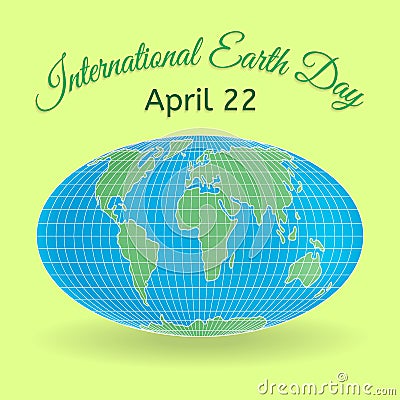 International Mother Earth Day theme. 3d globe or world map as a symbol of environmental and climate literacy. You can add your ow Vector Illustration