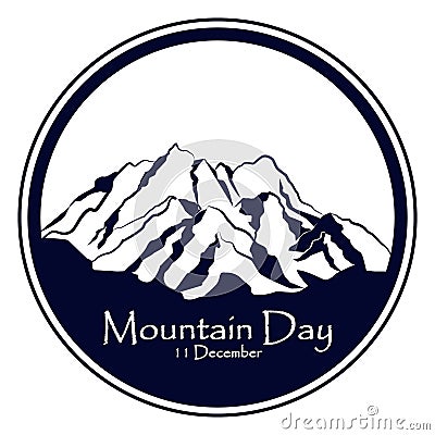 International mountain day, December 11,extreme mountains rock landscape outdoor vector in circle Vector Illustration