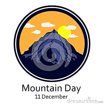 International mountain day, December 11, extreme mountains rock landscape silhouette a nature outdoor hand drawn Vector Illustration