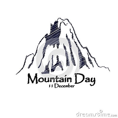 International mountain day, December 11,extreme mountains rock landscape silhouette nature outdoor vector with hand drawn Vector Illustration