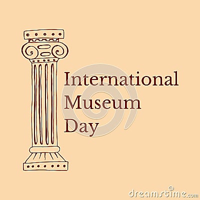 International Museum Day. Roman Column. Beige background Stock Photo