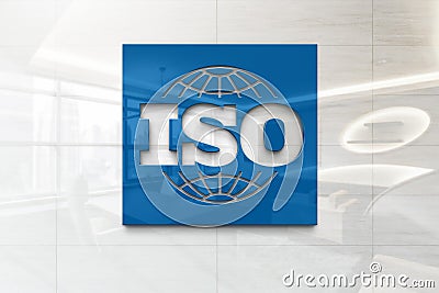 Iso on glossy office wall realistic texture Editorial Stock Photo