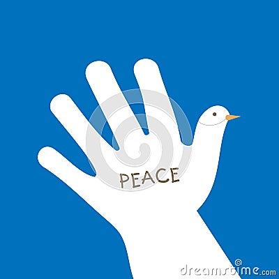 International peace day with hand making the form of dove and asking for peace Vector Illustration