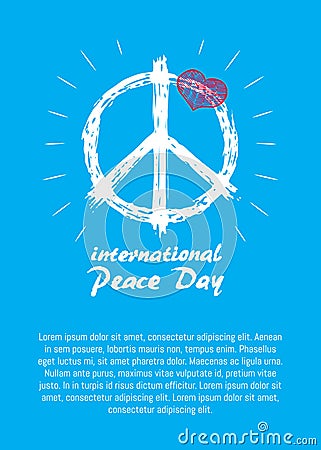 International Peace Day Poster Hippie Sign Icon Vector Illustration