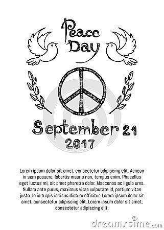 International Peace Day Poster Hippie Sign Icon Vector Illustration