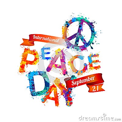 International Peace Day. September 21. Splash paint Vector Illustration