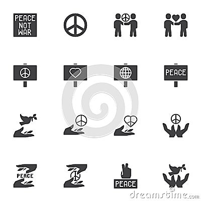 International peace day vector icons set Vector Illustration