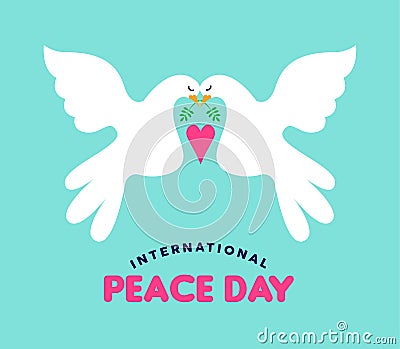 International Peace day white doves couple in love Vector Illustration