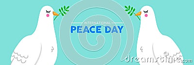 International Peace social banner of white dove birds Vector Illustration