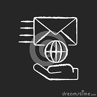 International postal service chalk white icon on black background Vector Illustration