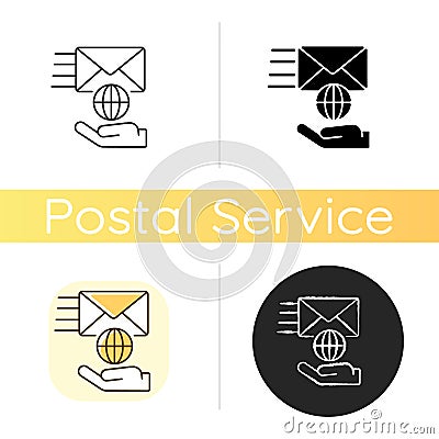 International postal service chalk white icon Vector Illustration