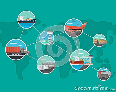 International shipping and logistics concept Vector Illustration