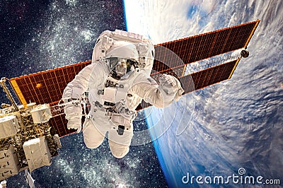 International Space Station and astronaut. Stock Photo