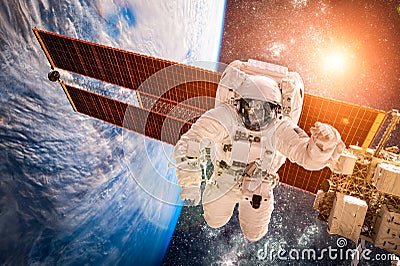 International Space Station and astronaut. Stock Photo