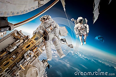 International Space Station and astronaut. Stock Photo