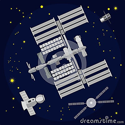 International Space Station flat vector illustration Vector Illustration