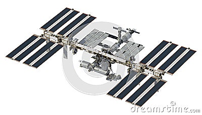 International Space Station On White Background Stock Photo