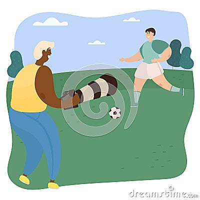 Vector illustration of a sports black reporter at a sports competition. Vector Illustration