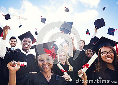 International Students Celebrating Graduation Stock Photo